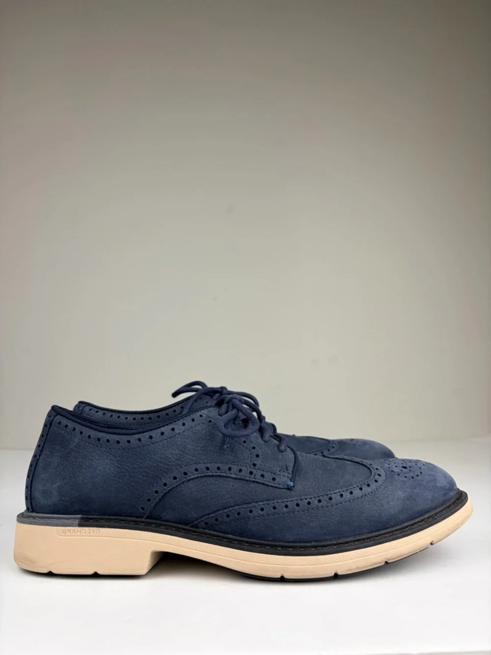 Cole Haan Go To Wingtip Oxford Navy Suede Grand 360 Comfort Mens‎ 10
